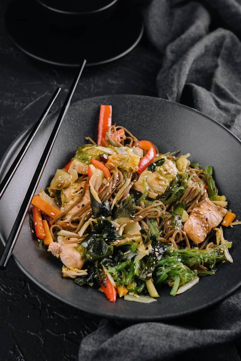 Teriyaki Salmon with Soba Seaweed